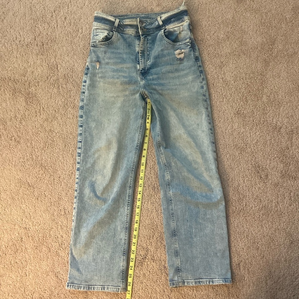 Zara Distressed Wide-leg Jeans